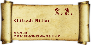 Klitsch Milán névjegykártya